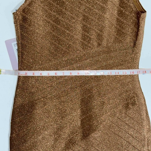 JS Collections Bronze Metallic Sleeveless Bodycon Dress Size 14 Party - Picture 8 of 11